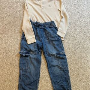 Abercrombie Boys Denim Cargo Pants & Thermal Henley top